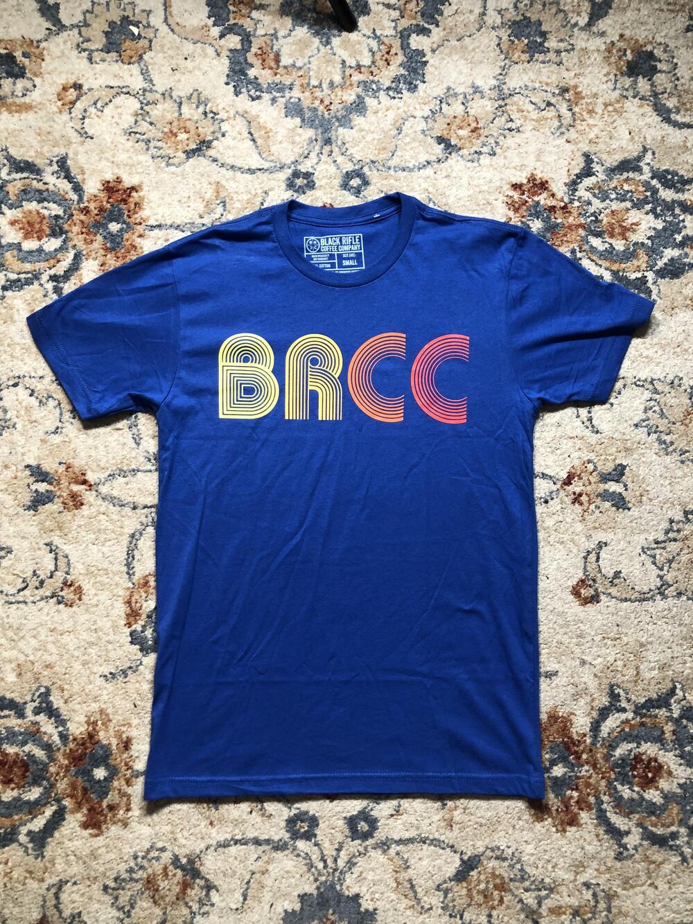Black Rifle Coffee Company Shirt Mens Small Blue BRCC Retro Graphic Tee Cotton